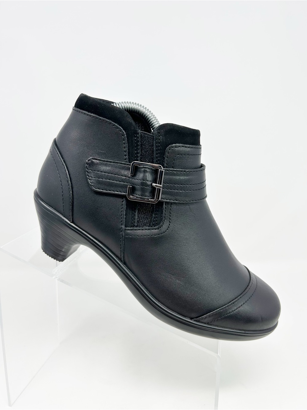 Orthofeet Emma Women's Ankle Bootie Black Side Zip Buckle Strap Comfort Size 8